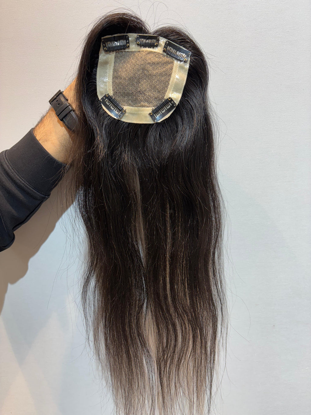 Ponytail-Friendly Hair Topper | Silk Base | Natural Black | Straight | Remy Hair India