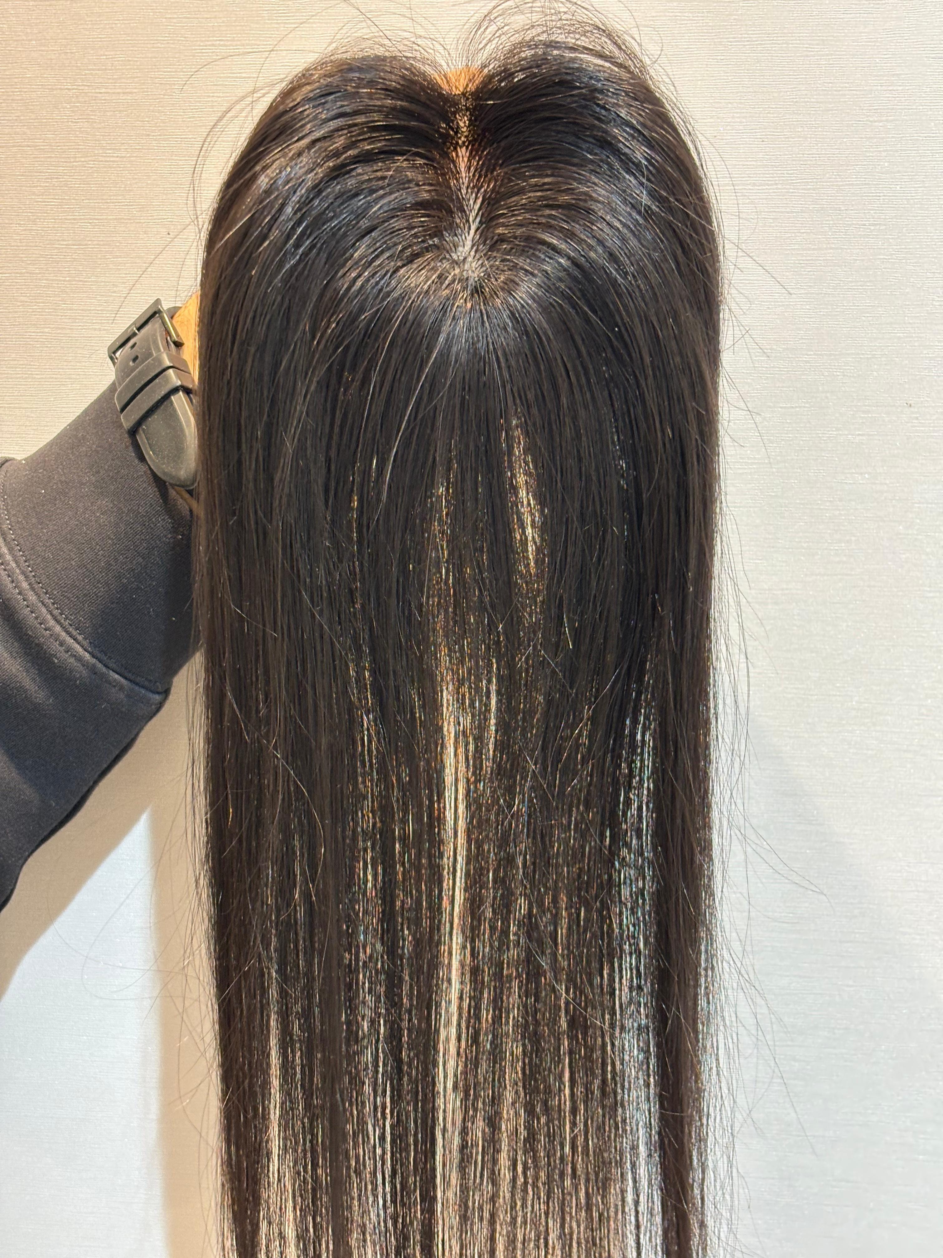 Ponytail-Friendly Hair Topper | Silk Base | Natural Black | Straight | Remy Hair India