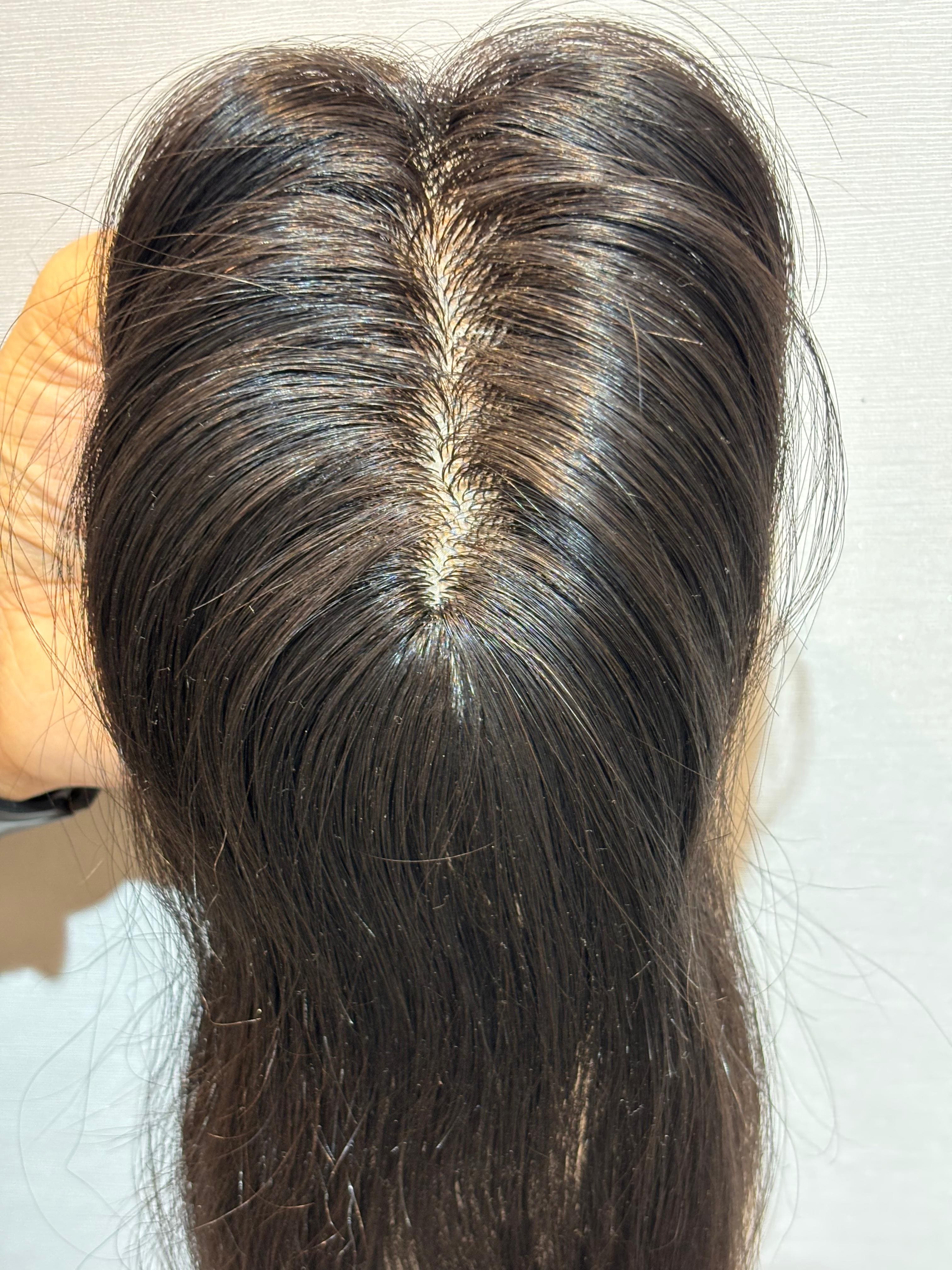 Ponytail-Friendly Hair Topper | Silk Base | Natural Black | Straight | Remy Hair India